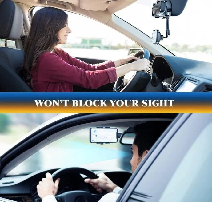 MirrorGrip: 60° Rotating Rearview Mirror Phone Holder with Anti-Shake Cradle & Adjustable Mount for Safe Driving - Image 5