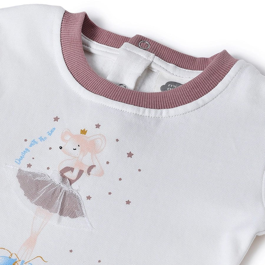 Misty Ballerina White Baby Girl Sweatshirt & Pajama Set - Image 5