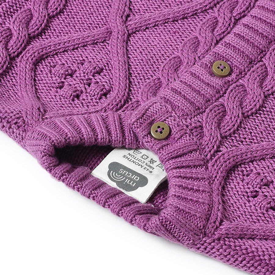 Misty Chunky Knitted Cardigan Baby Sweater For Girls Purple - Image 5