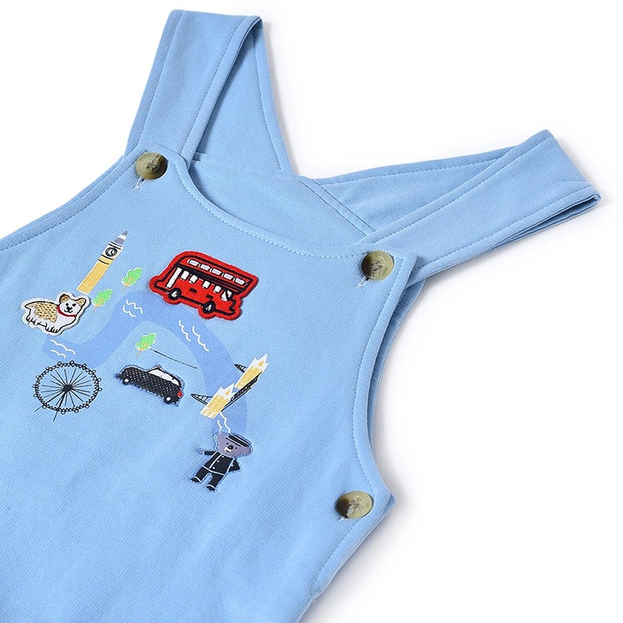Misty Clear Sky Brushed Fleece Baby Dungaree Set - Image 13