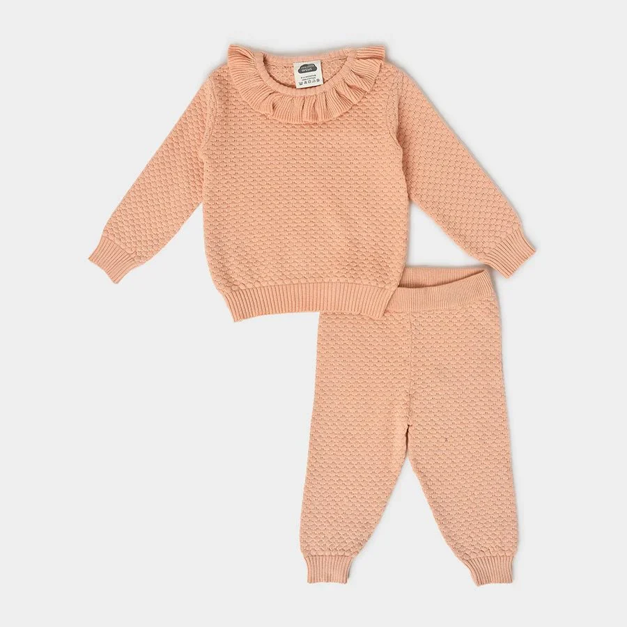 Misty Coral Knitted Baby Girl Jumper Clothes Set - Image 2