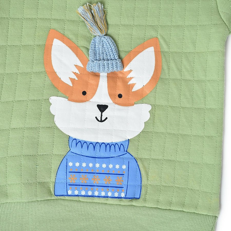 Misty Corgi Quilted Green Baby Girl Sweatshirt & Pajama Set - Image 5