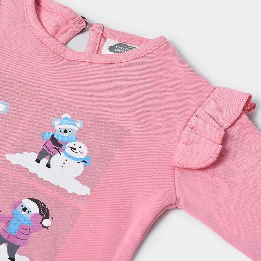 Misty Flounce Trimmed Printed Top For Baby Girl - Image 5