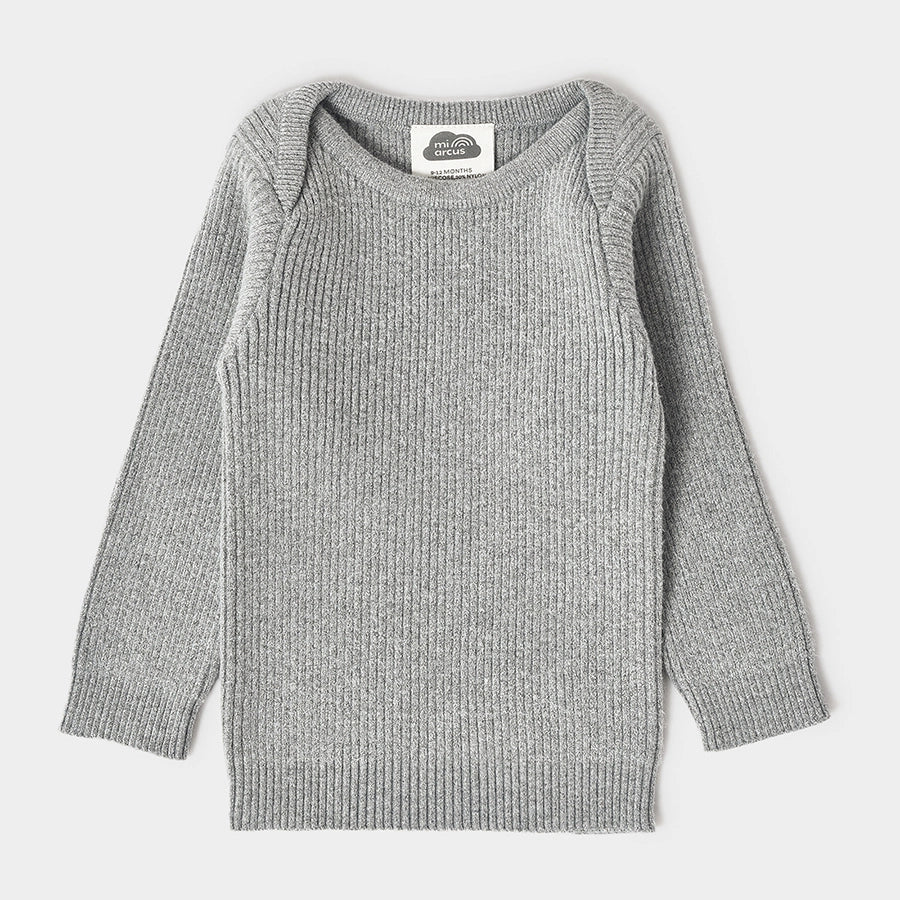 Misty Full Sleeve Knitted Baby Grey Thermal Top