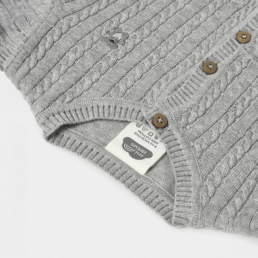 Misty Grey Knitted Bab Girl Cardigan With Pyjama Set - Image 8