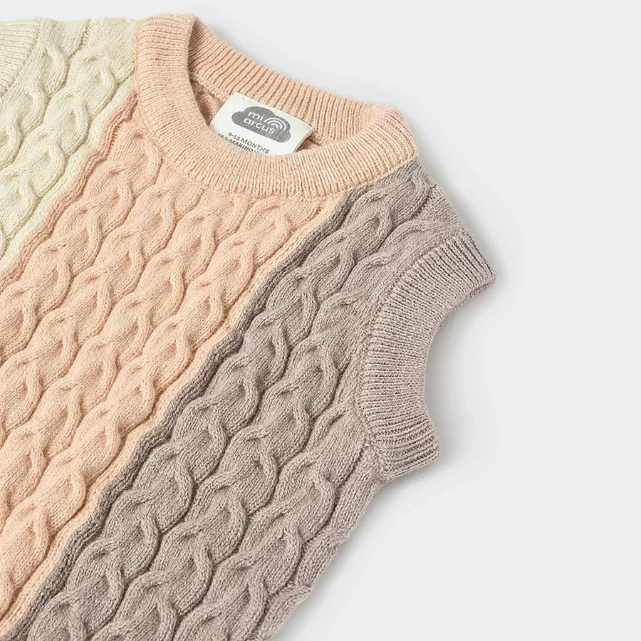 Misty Knitted Cream Sleeveless Baby Boy Woolen Sweater - Image 3