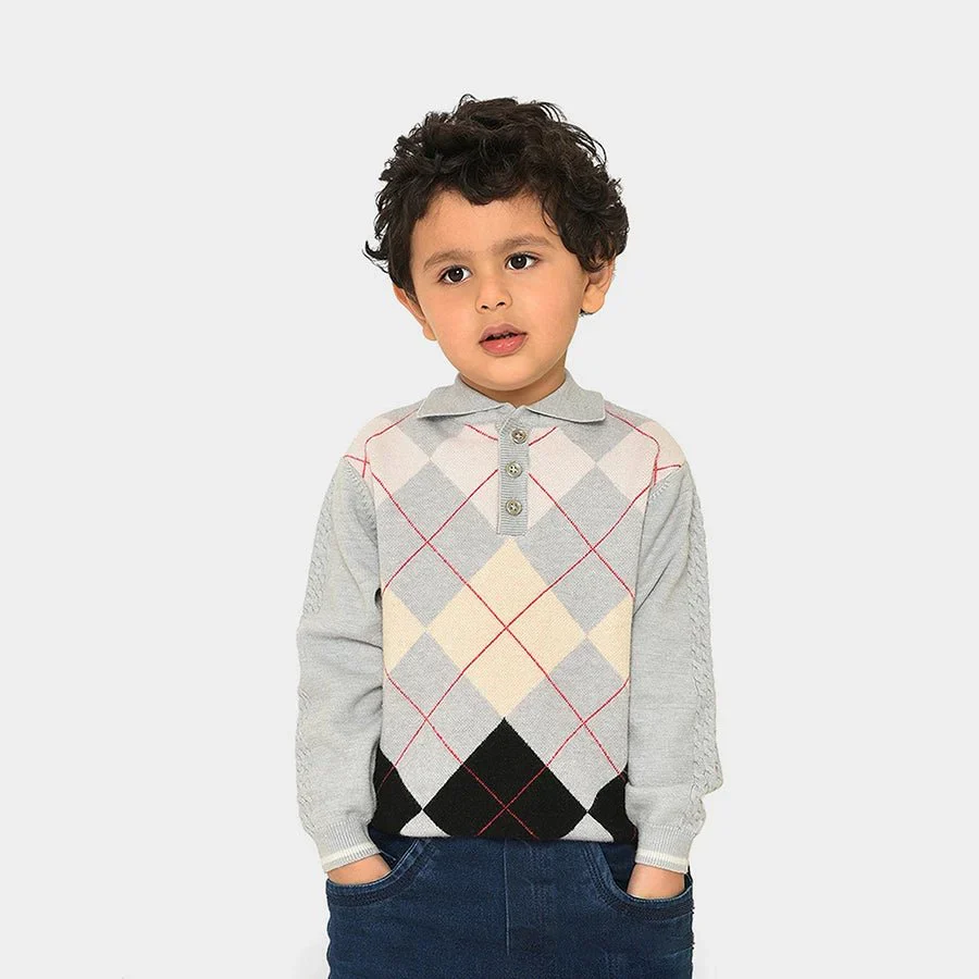 Misty Knitted Full Sleeve Grey Baby Sweater