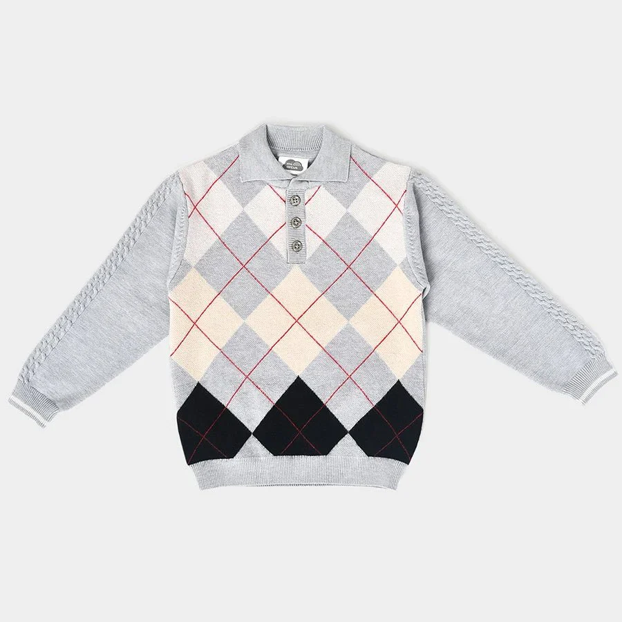 Misty Knitted Full Sleeve Grey Baby Sweater - Image 2