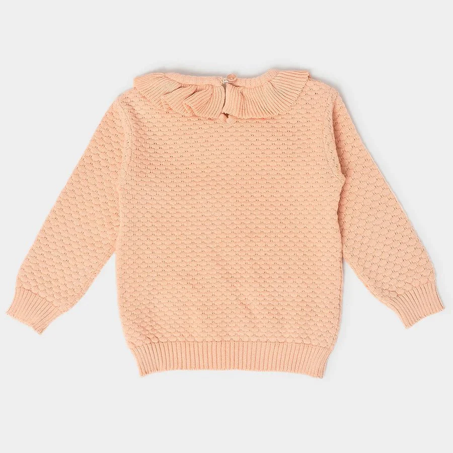 Misty Knitted Peach Baby Jumper Set With Booties - Image 3