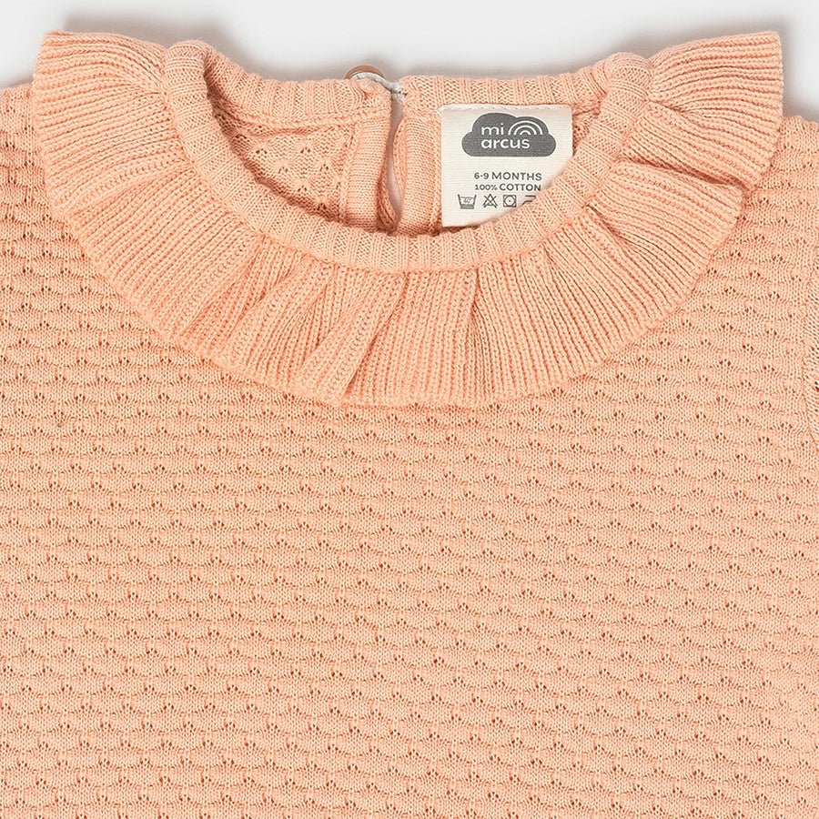 Misty Knitted Peach Baby Jumper Set With Booties - Image 4