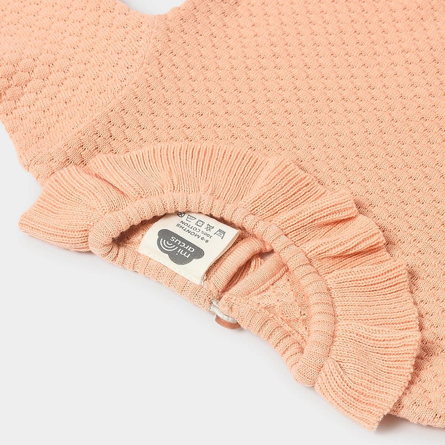 Misty Knitted Peach Baby Jumper Set With Booties - Image 6