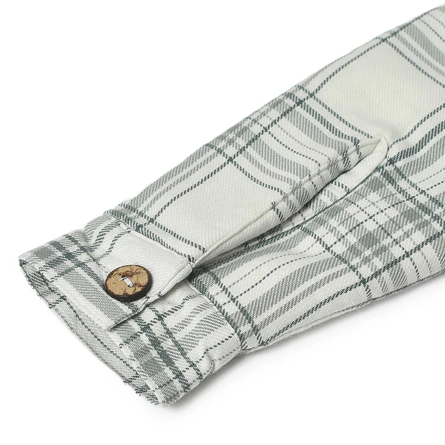 Misty Light Green Check Shirt For Kids - Image 8