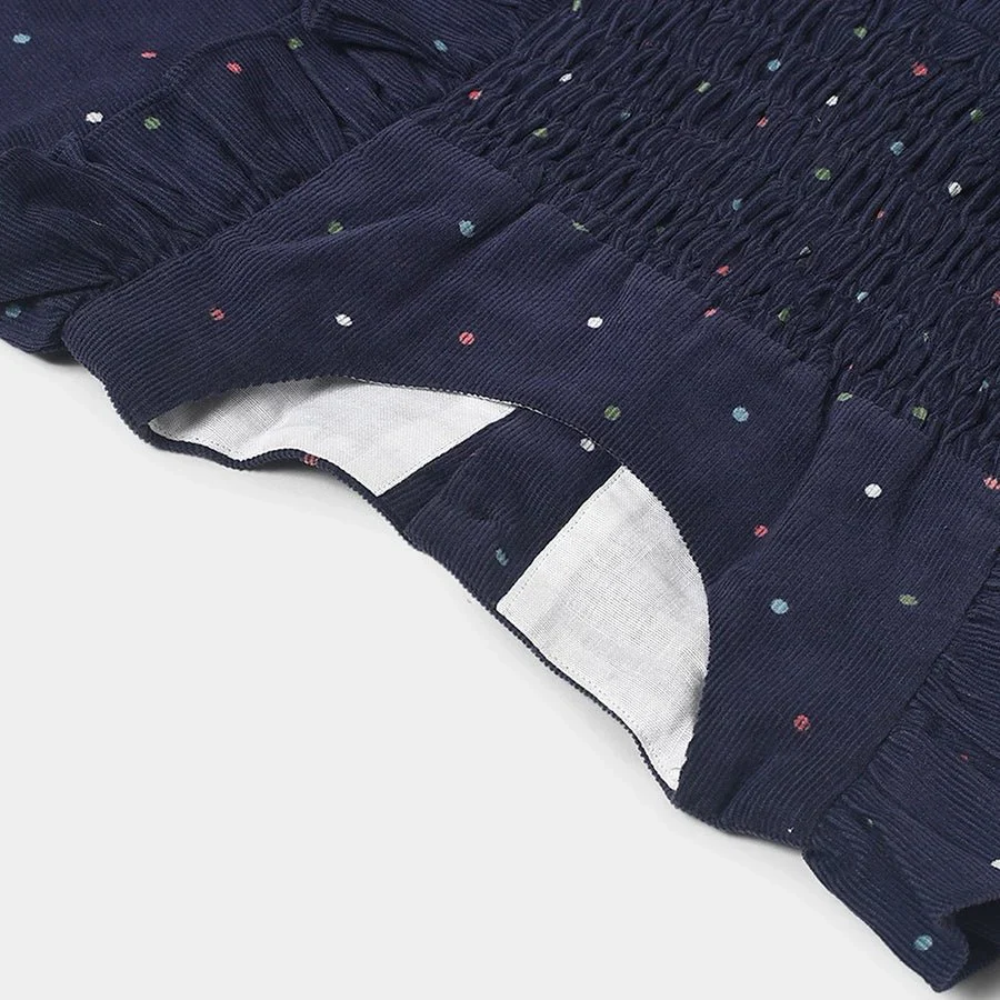Misty Navy Corduroy Full Sleev Dress For Girls - Image 6