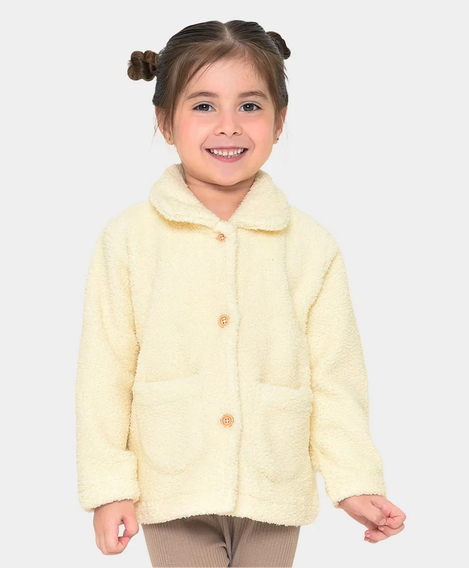Misty Solid Cream Winter Baby Jacket For Winter