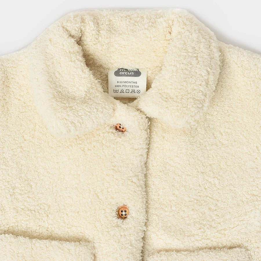 Misty Solid Cream Winter Baby Jacket For Winter - Image 4