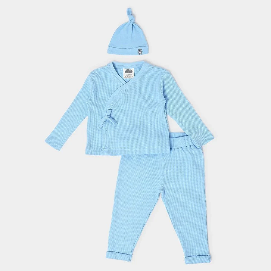 Misty Waffle Wrapover With Newborn Baby Pyjama And Cap Set