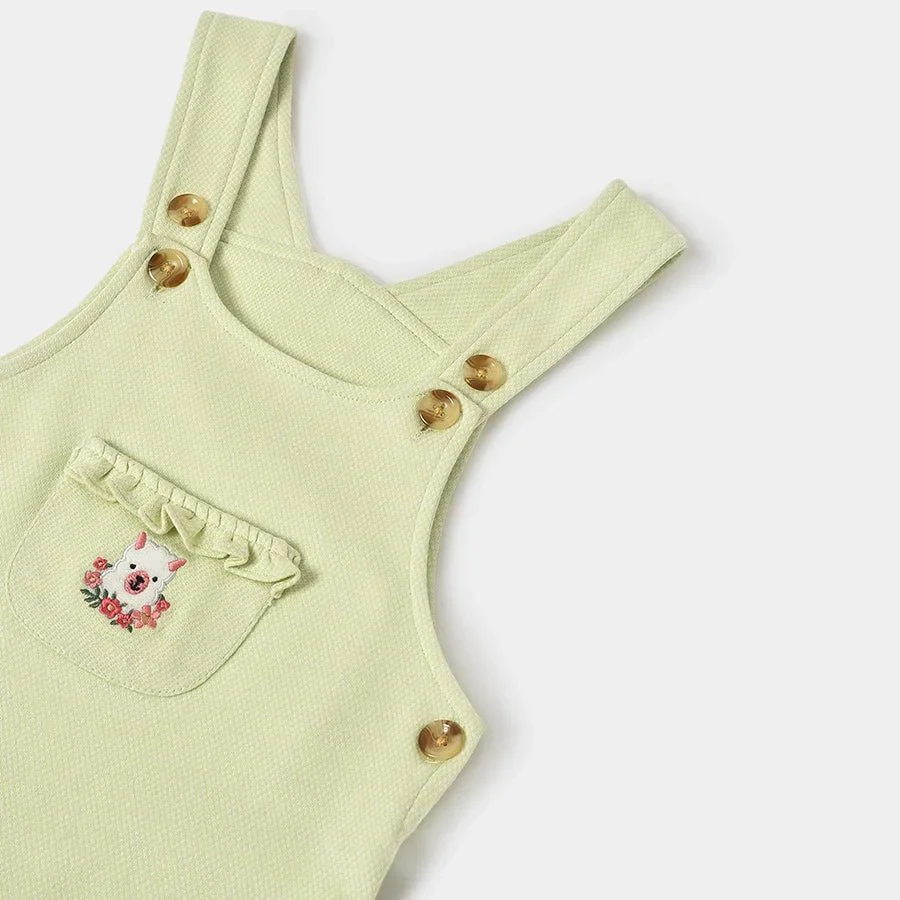 Misty White Romper With Light Green Baby Dungaree Set - Image 13