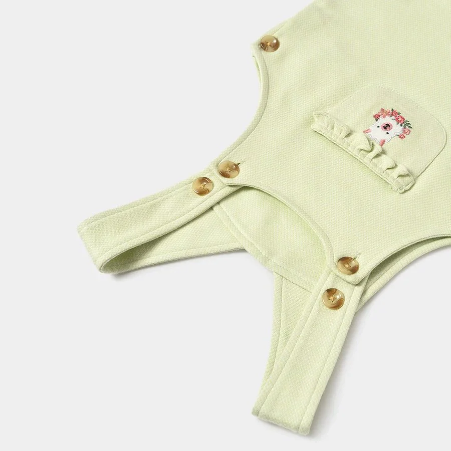 Misty White Romper With Light Green Baby Dungaree Set - Image 14