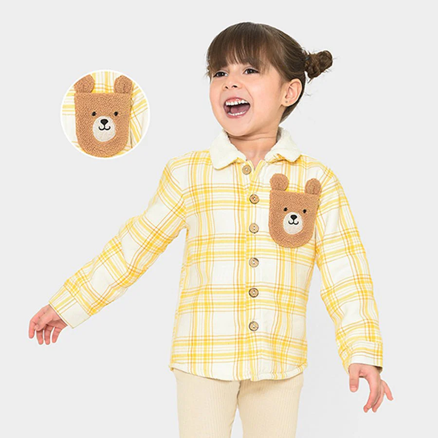 Misty Yellow Check Shirt For Baby Boys