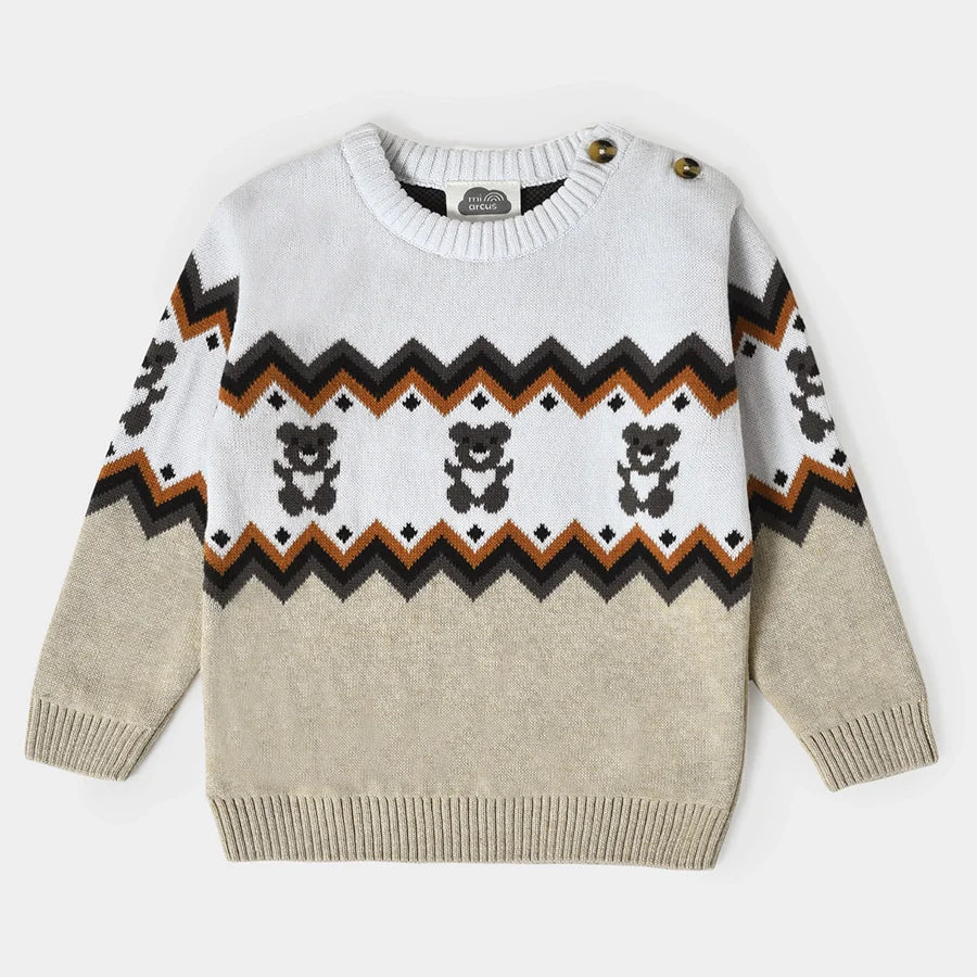 Misty Zig Zag Knitted White Baby Boy Sweater - Image 2