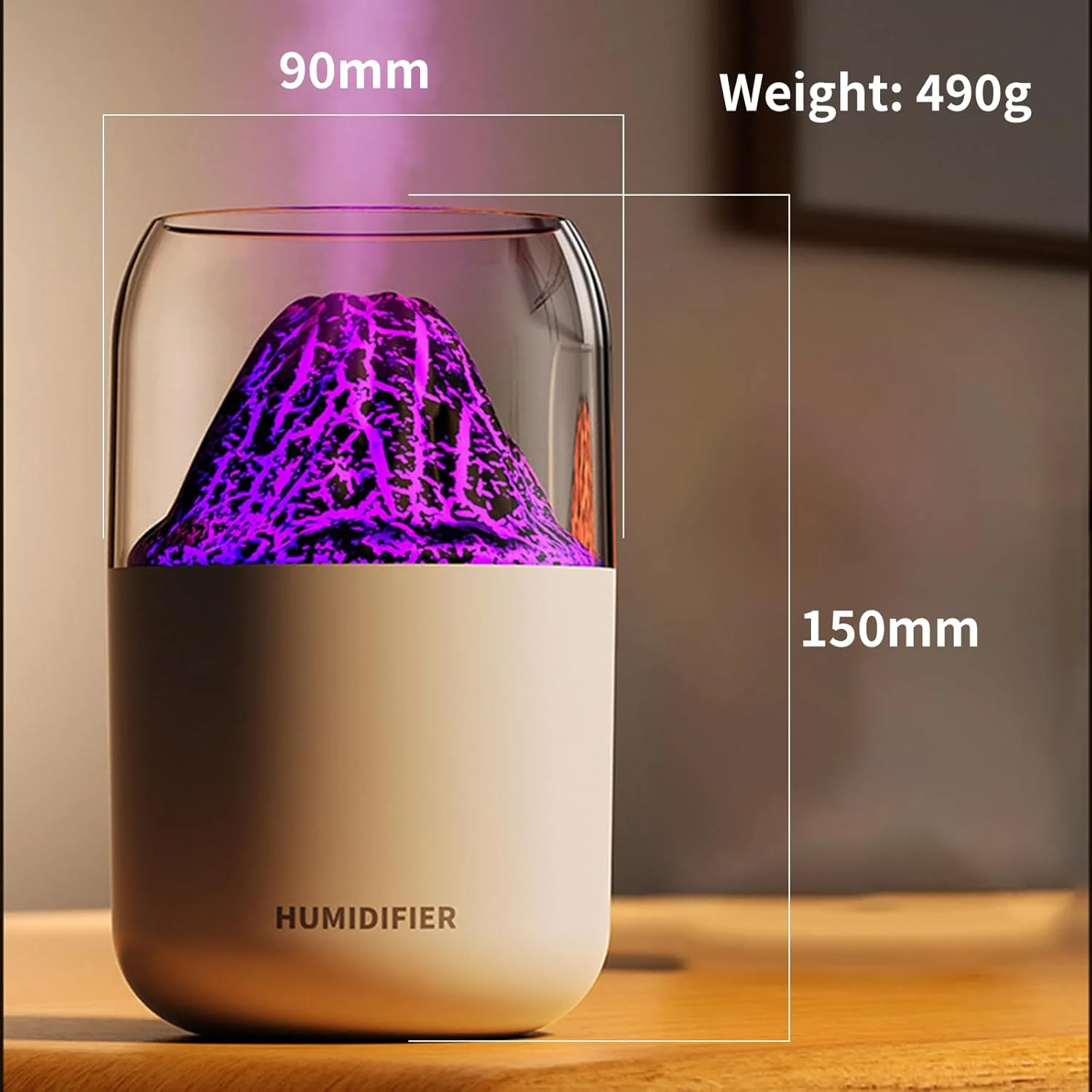 Mistyc: 300ml Mini Volcano Humidifier with USB Power, Dual Mist Modes & Auto Shut-Off for Home, Office & Travel - Image 8