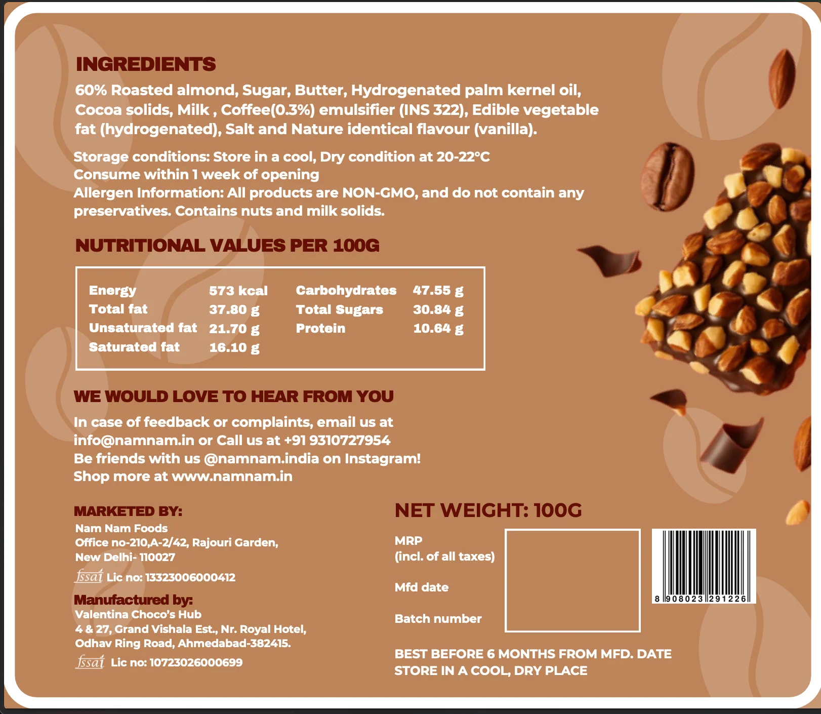 Mocha Almond Brittle (Made with 60 % Almonds) - Image 7