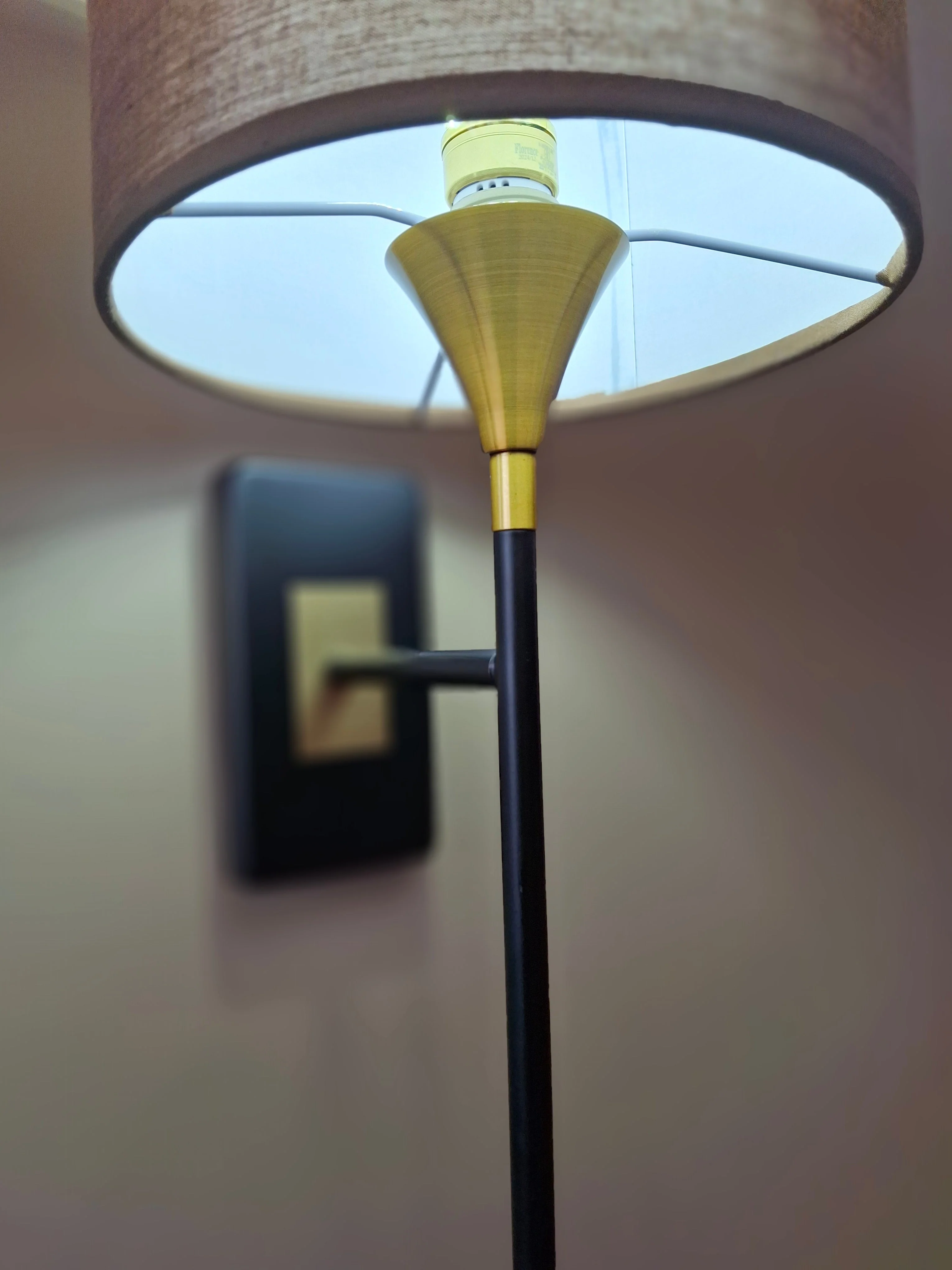 Modern Black & Gold Wall Light with Fabric Shade for Bedroom, Living Room & Hallway – Elegant Wall Lamp for Ambient Lighting - Image 6