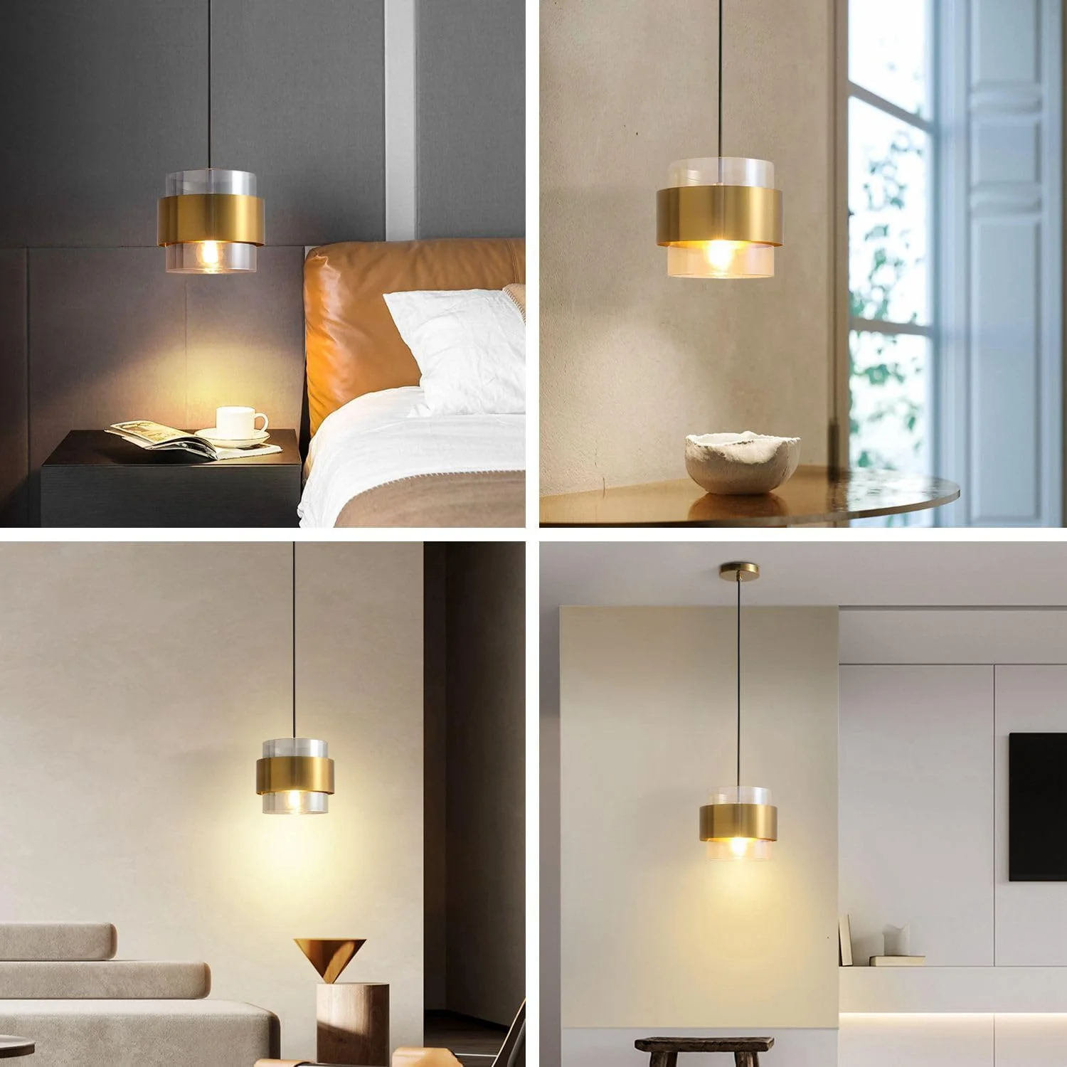 Modern Glass Pendant Light Fixtures Brass Ceiling Hanging Light - Image 11