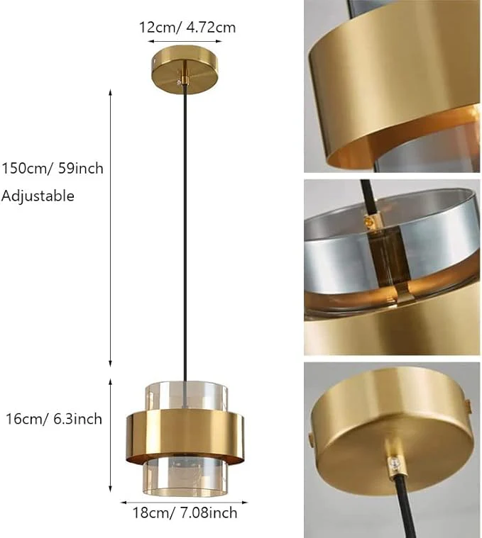 Modern Glass Pendant Light Fixtures Brass Ceiling Hanging Light - Image 5