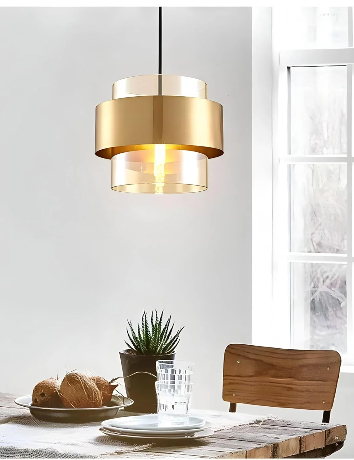 Modern Glass Pendant Light Fixtures Brass Ceiling Hanging Light - Image 6