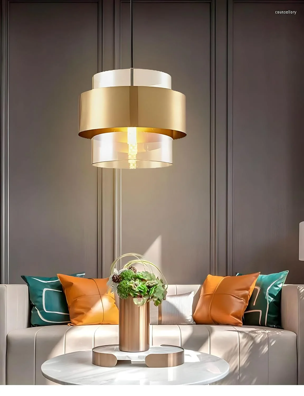 Modern Glass Pendant Light Fixtures Brass Ceiling Hanging Light - Image 7
