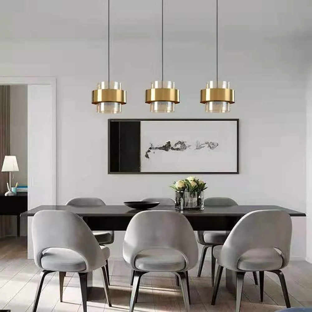 Modern Glass Pendant Light Fixtures Brass Ceiling Hanging Light - Image 8