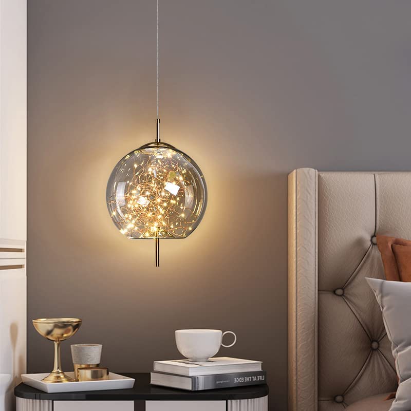Modern Globe Pendant Light with Starry String LEDs – Golden Hanging Ceiling Light for Dining, Kitchen, Living Room & Hall Decoration - Image 4