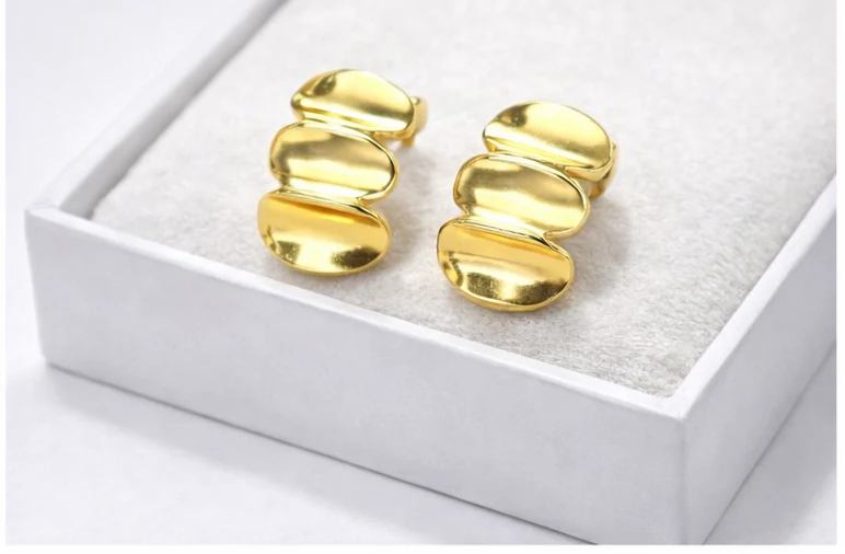 Modern Gold Abstract Stud Earrings