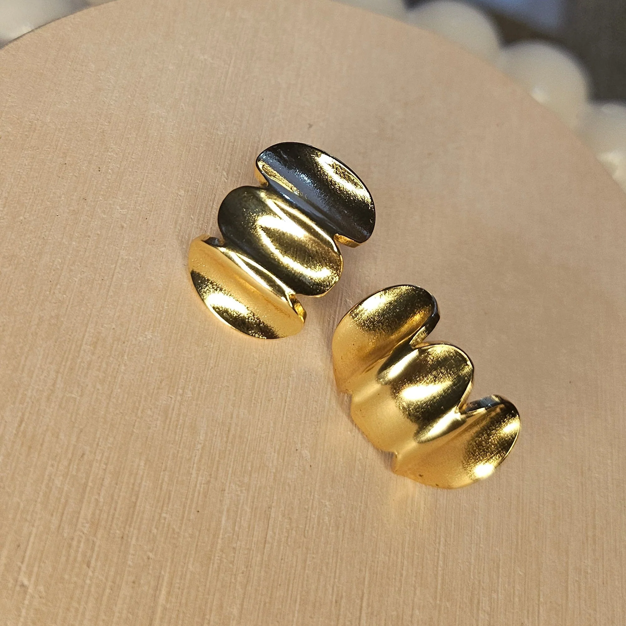 Modern Gold Abstract Stud Earrings - Image 2
