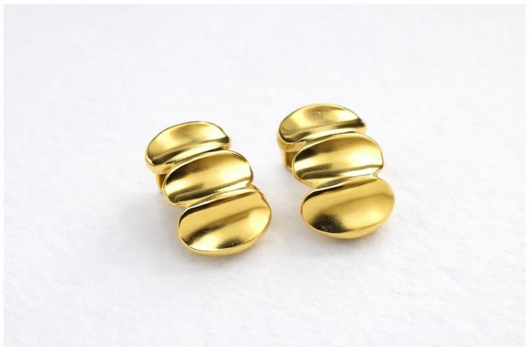 Modern Gold Abstract Stud Earrings - Image 3