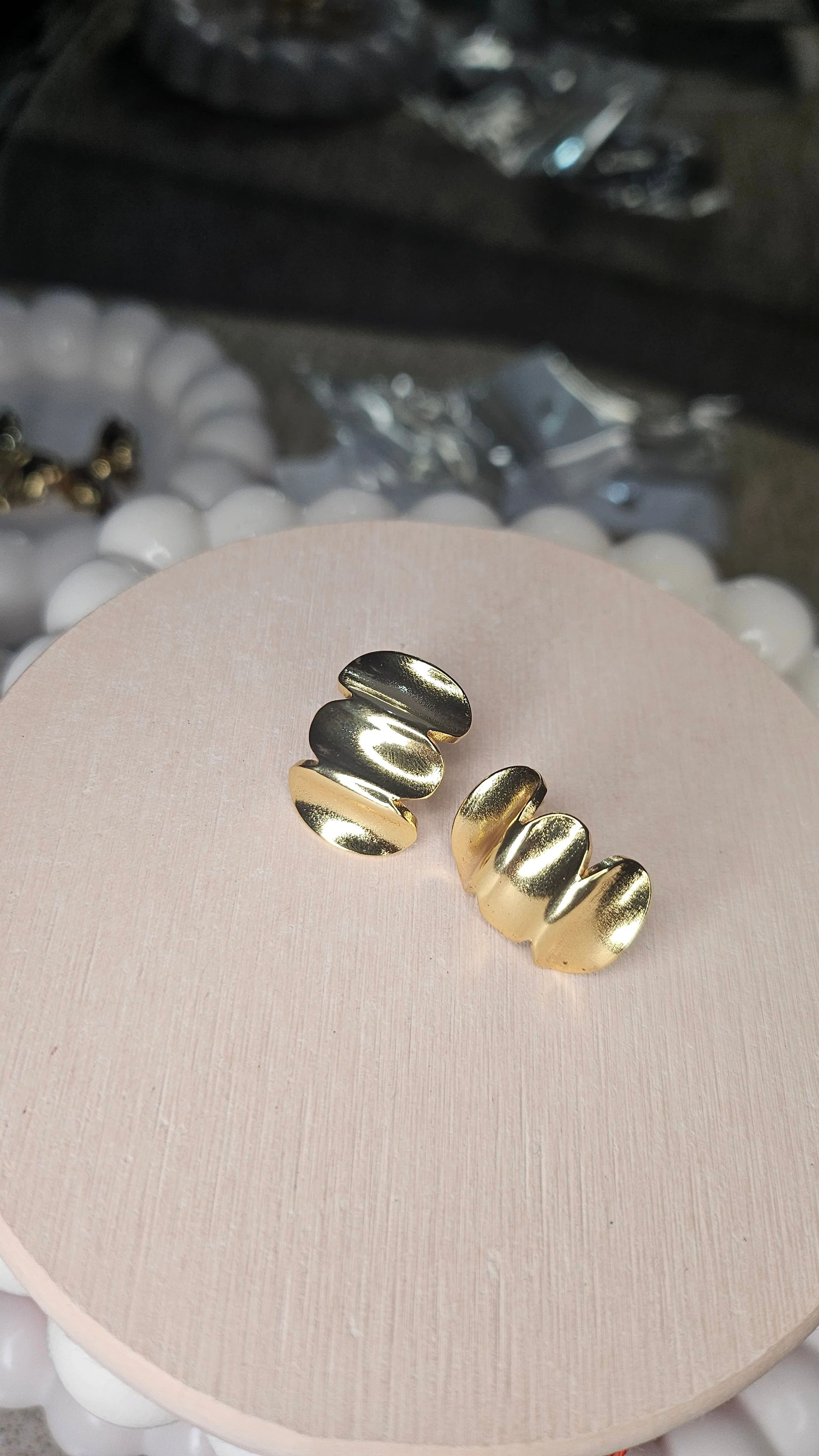 Modern Gold Abstract Stud Earrings - Image 5