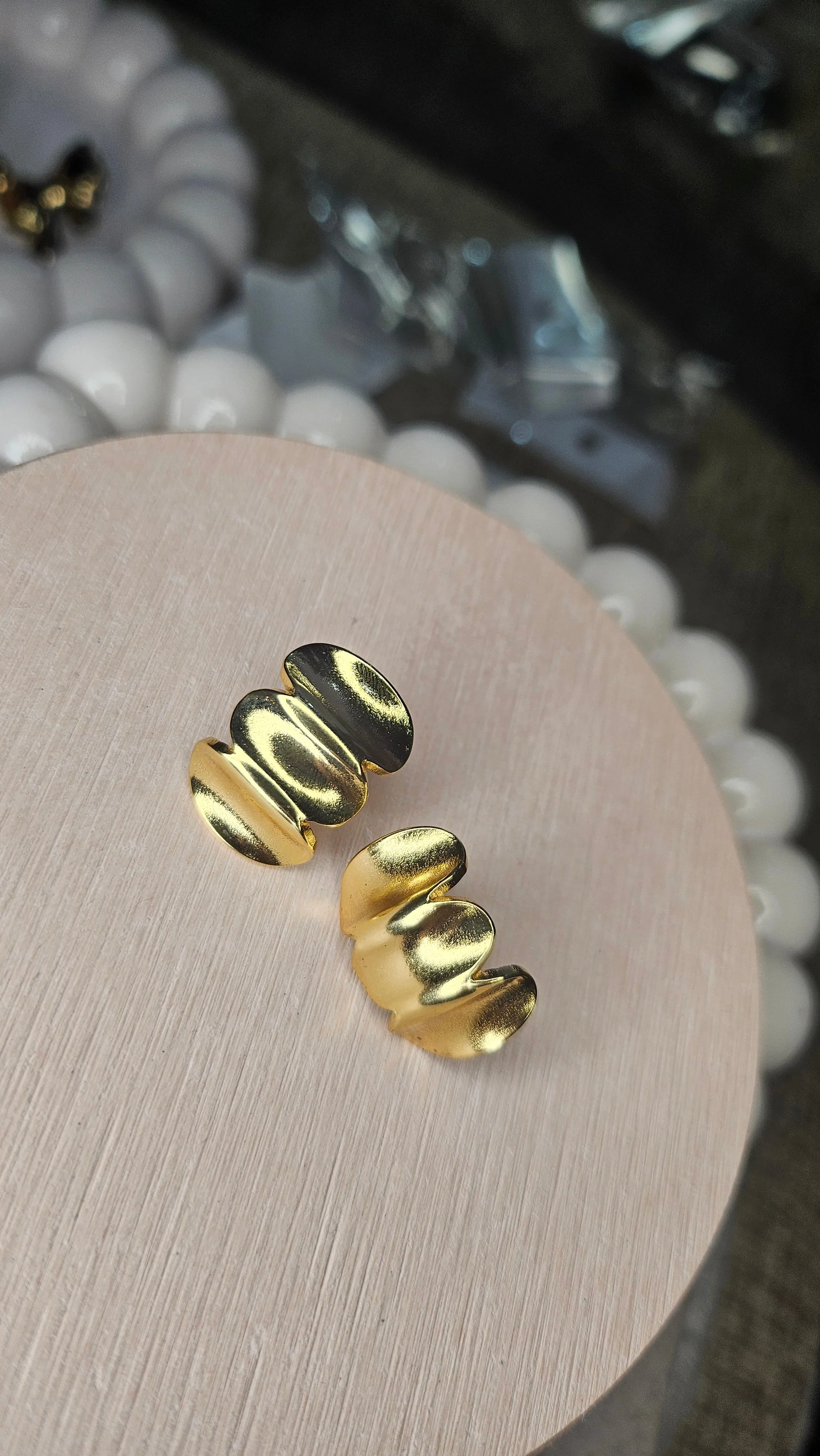 Modern Gold Abstract Stud Earrings - Image 6