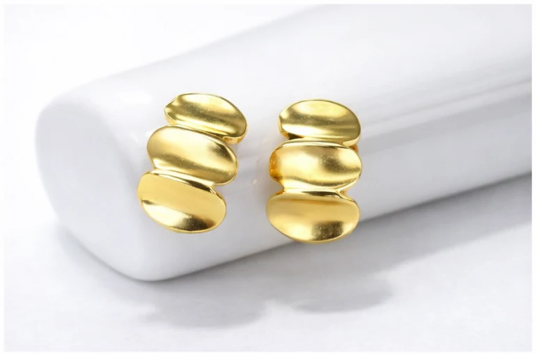 Modern Gold Abstract Stud Earrings - Image 7