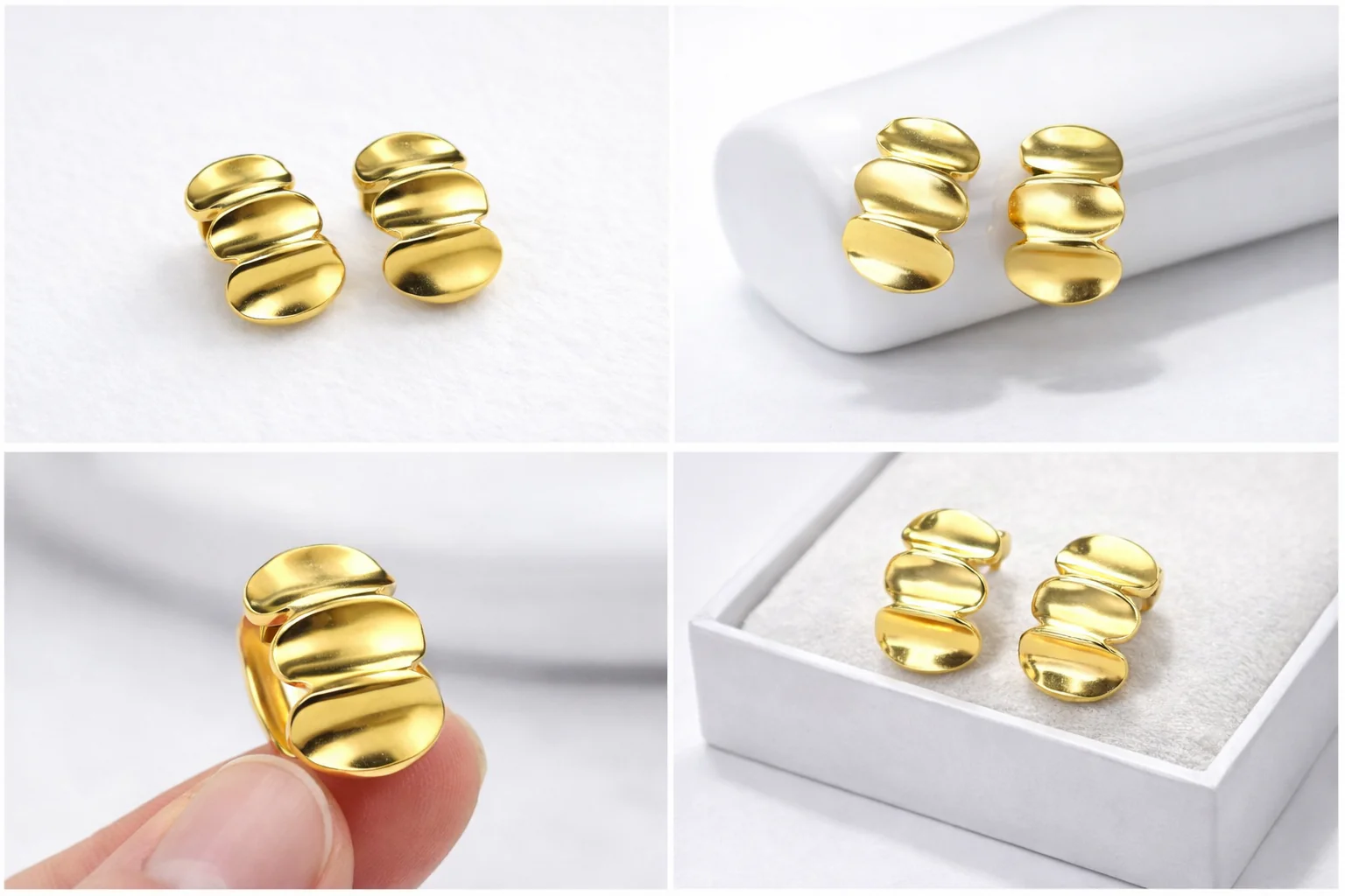 Modern Gold Abstract Stud Earrings - Image 8