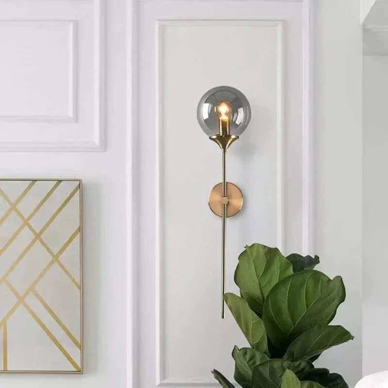 Modern Gold Finish Glass Ball Light Wall Lamp Lighting Sconce Fixture - Image 4