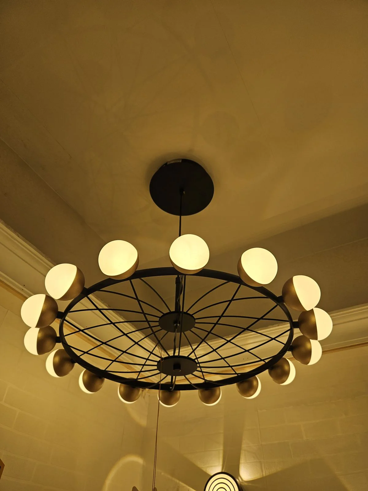 Modern Gold with Black metal 16 Led Chandelier- Round - Image 5