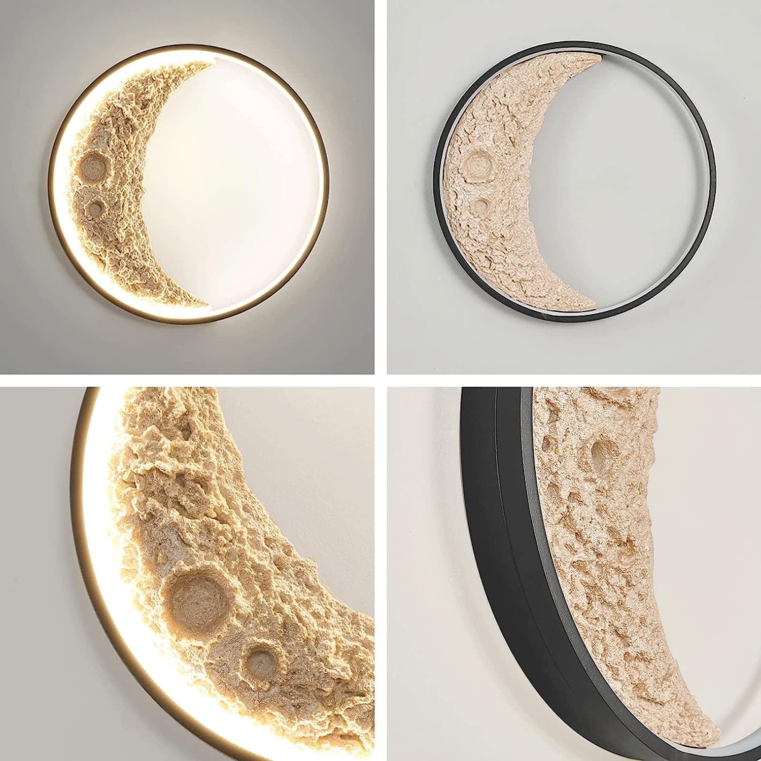 Modern LED Moon Wall Light – 3D Lunar Surface Design with Backlit Glow for Bedroom, Living Room, or Kids Room Decoration - Image 2