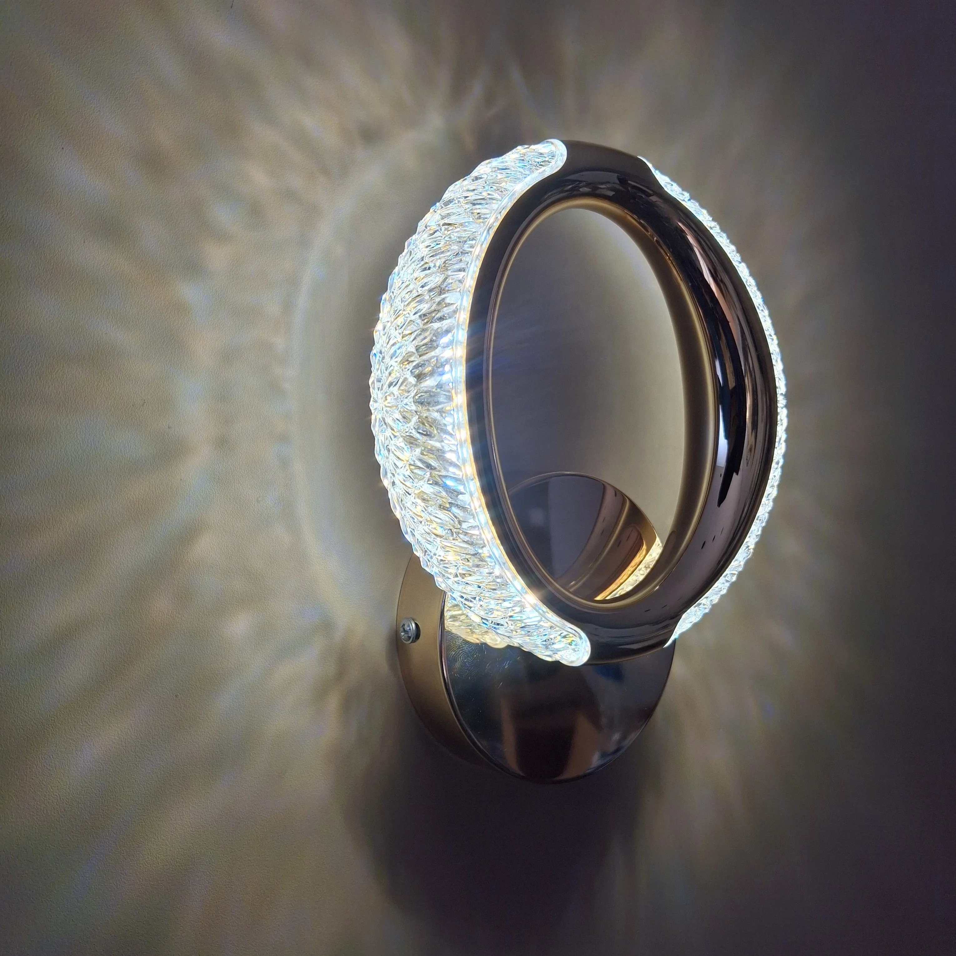 Modern LED Wall Lamp Crystal Wall Light Round Ring - Image 10