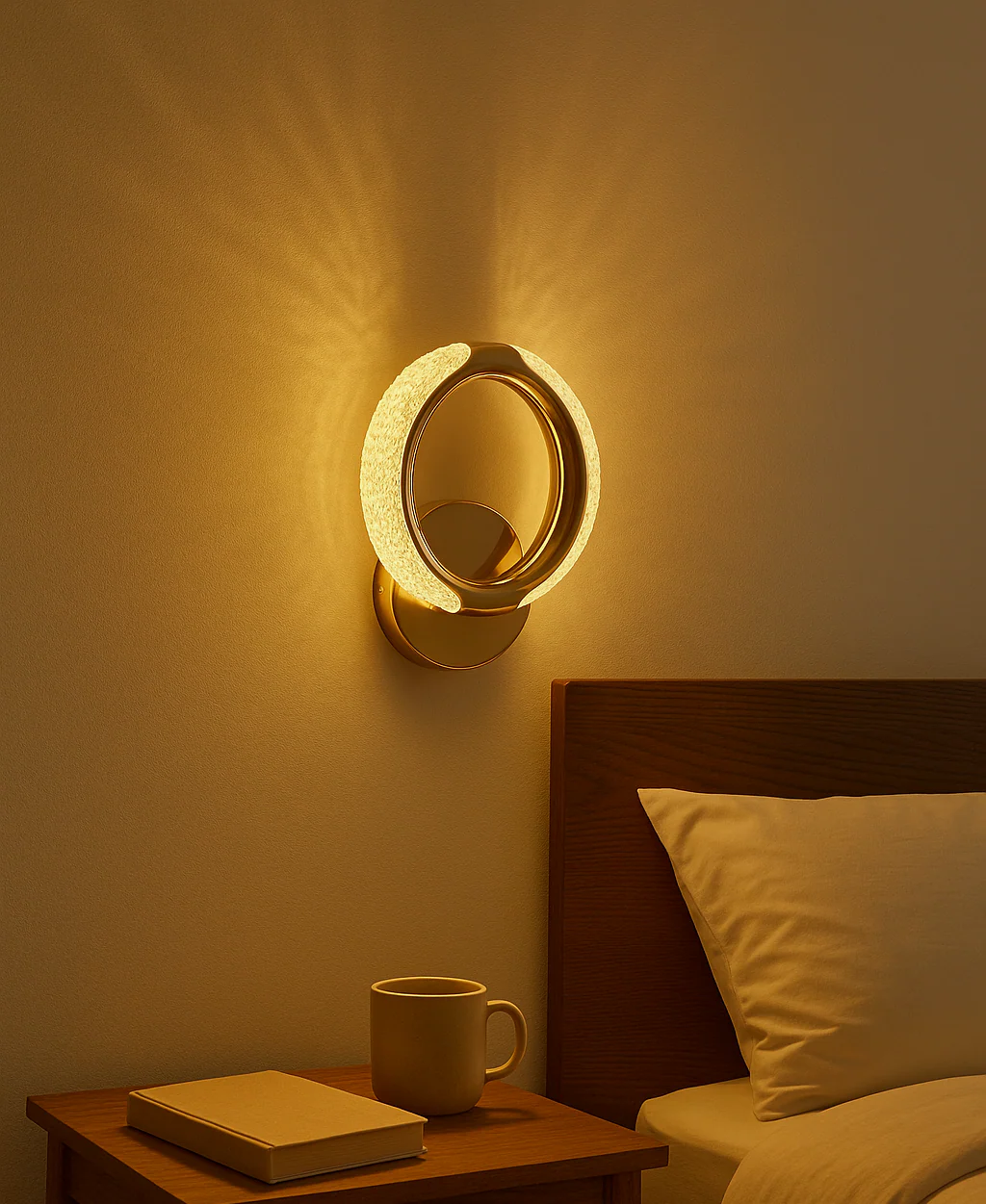 Modern LED Wall Lamp Crystal Wall Light Round Ring - Image 2