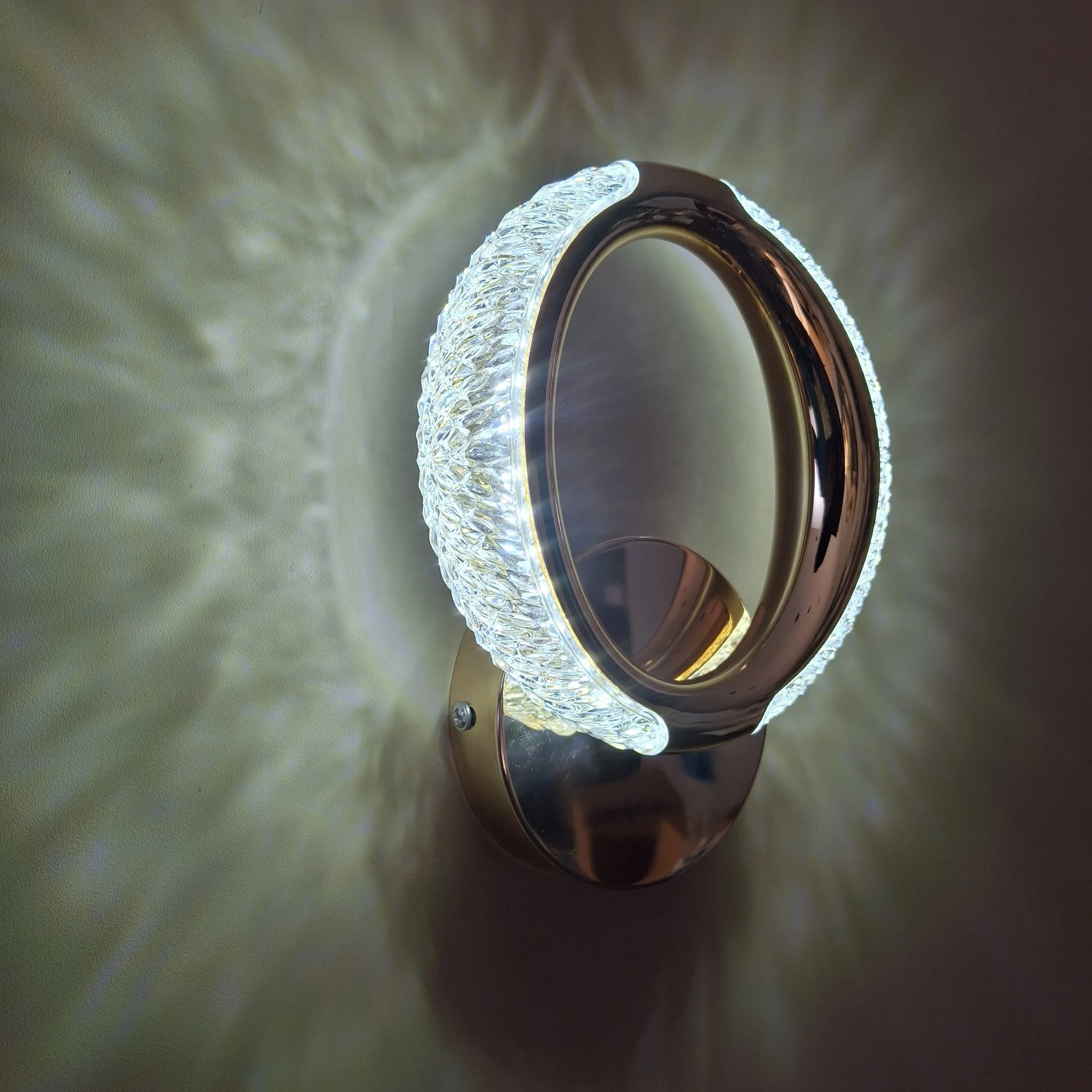 Modern LED Wall Lamp Crystal Wall Light Round Ring - Image 9