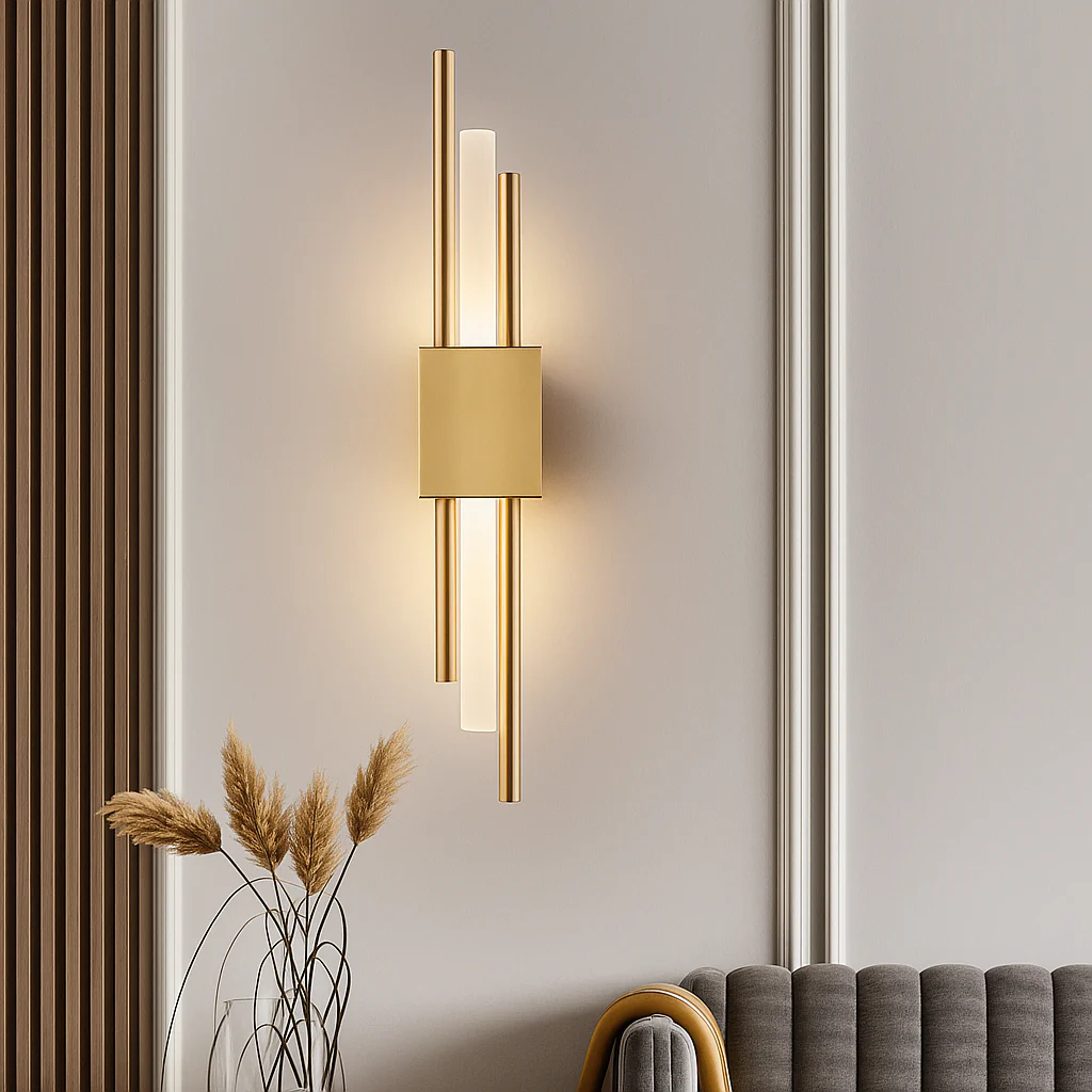 Modern Luxury LED Wall Light for Living Room, Bedroom, Hallway – Vertical Gold Metal Design - Image 12