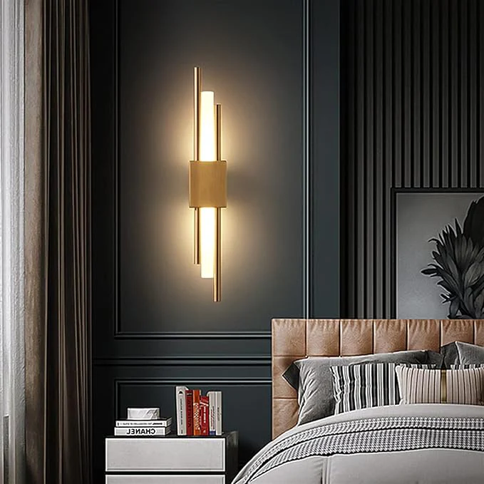 Modern Luxury LED Wall Light for Living Room, Bedroom, Hallway – Vertical Gold Metal Design - Image 2