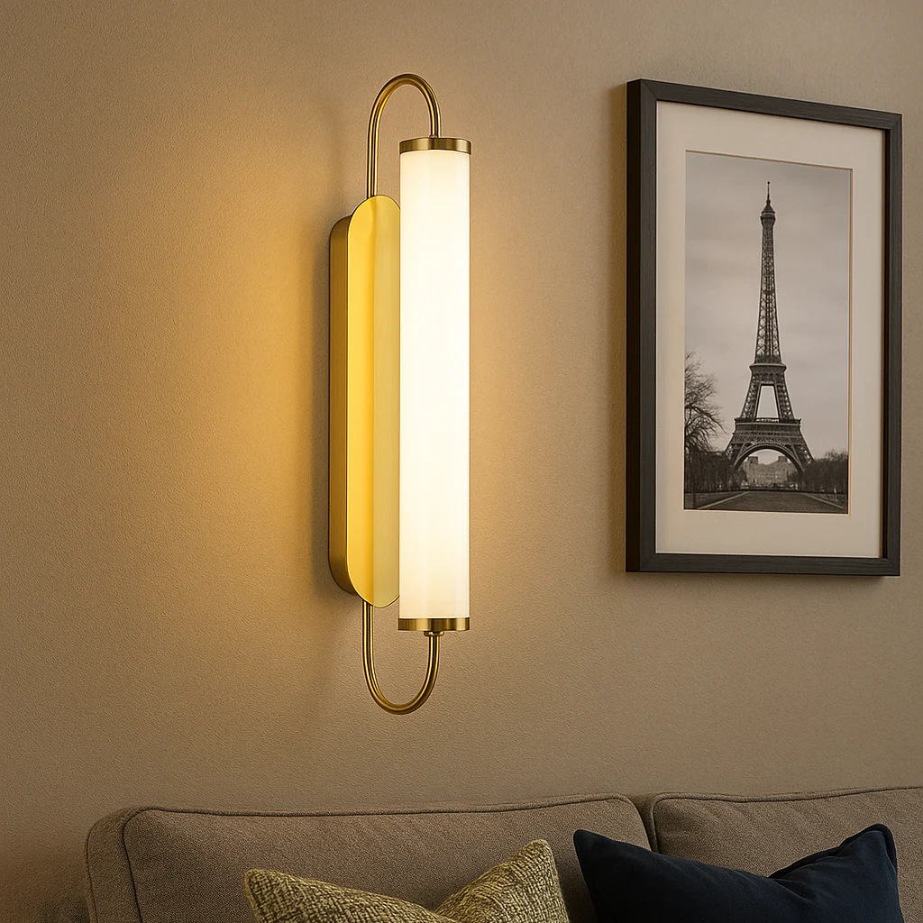 Modern Vertical Brass Wall Sconce Light - Image 3