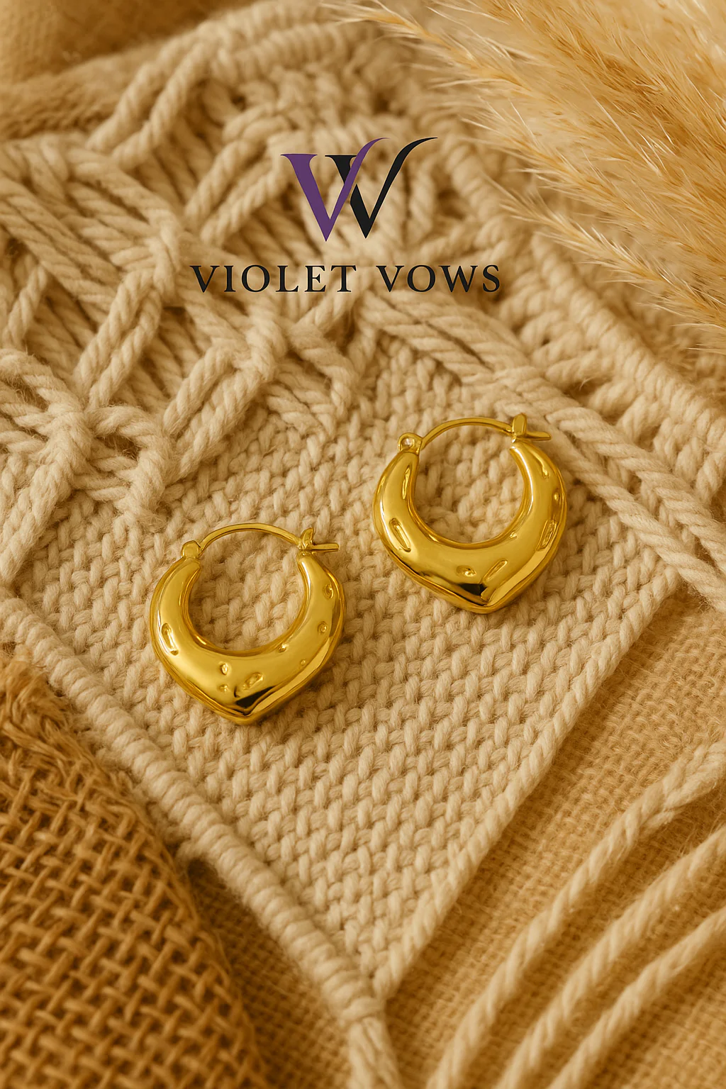 Molten Golden Heart Hoops - Bold and Romantic Statement Earrings - Image 2